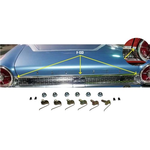 63 GALAXIE TRUNK MOLDING KIT, 3 PIECES WITH HARDWARE 