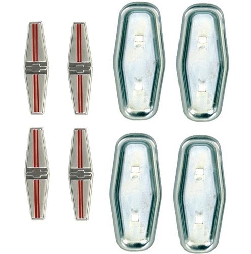 1968 CAMARO DELUXE SEAT BACK EMBLEM SET WITH BACKING PLATES